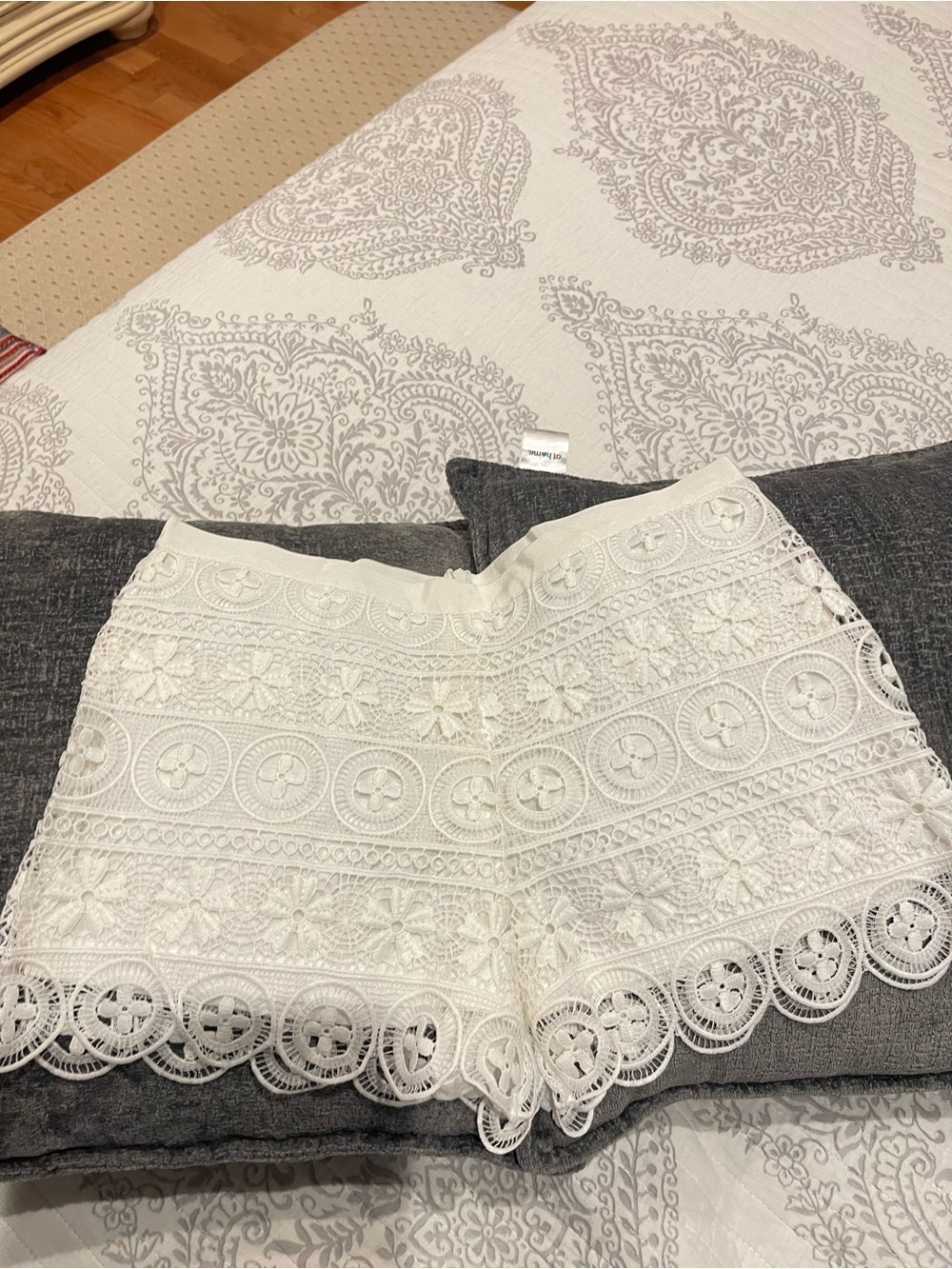 BB Dakota White High-Waist Crochet Lace Shorts
